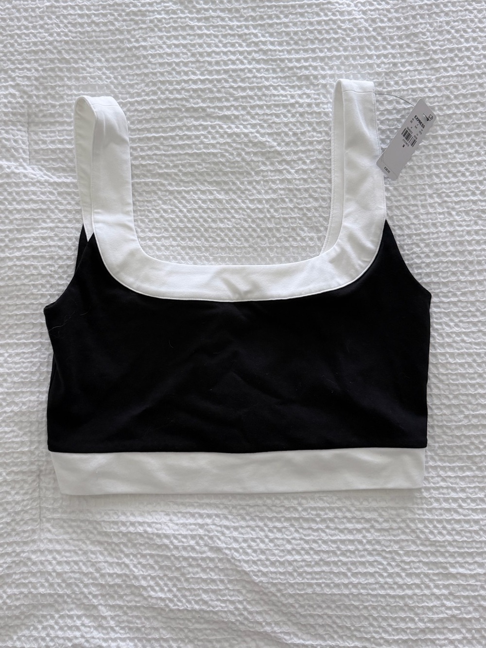 NWT Express Black & White Contrast Square Neck Crop